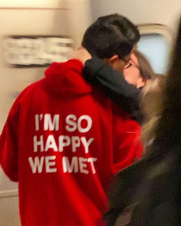 Happy We Met- Red -Oversized Hoodie