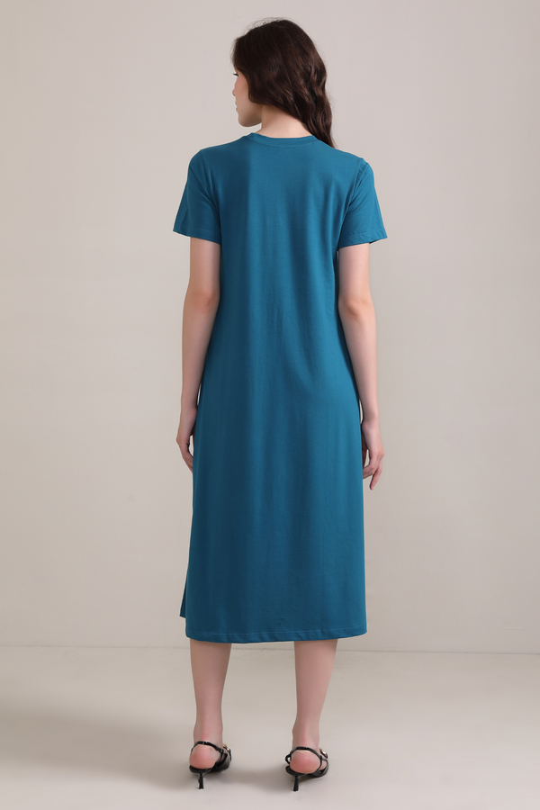 Luna A-Line Dress-Teal Blue