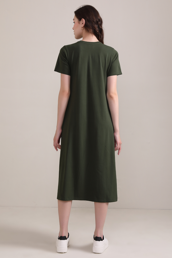 Luna A-Line Dress-Olive