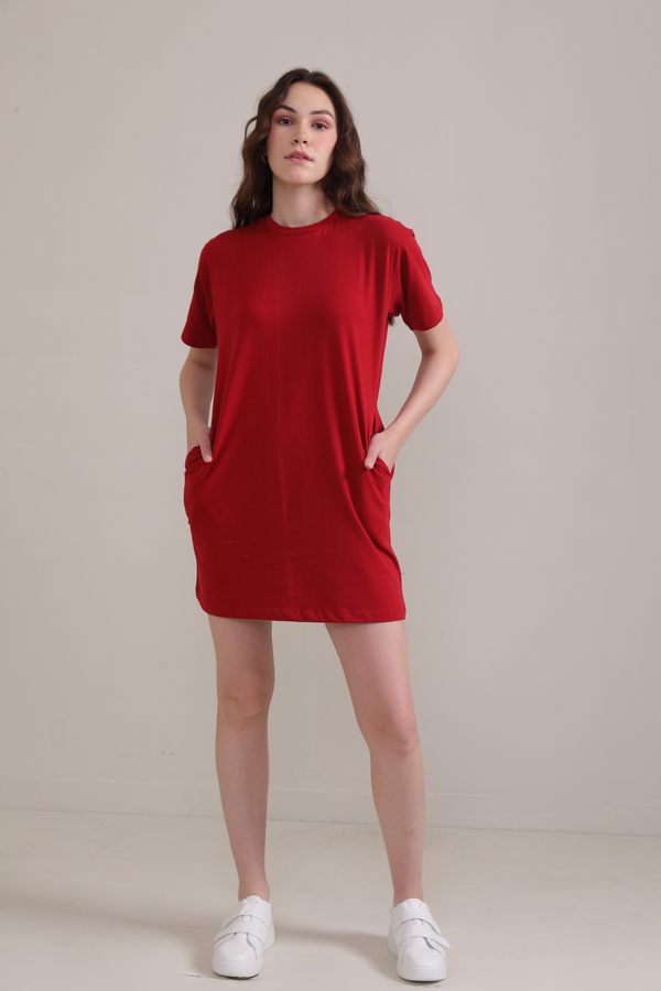 Crimson :Oversized T-shirt Dress: