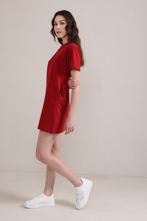 Crimson :Oversized T-shirt Dress: