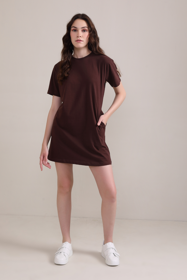 Brown :Oversized T-shirt Dress