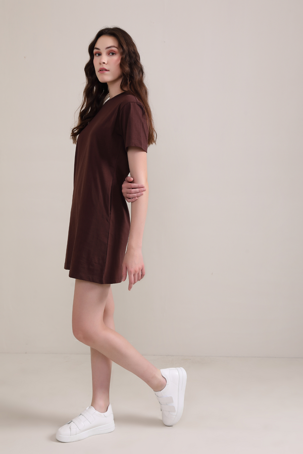 Brown :Oversized T-shirt Dress