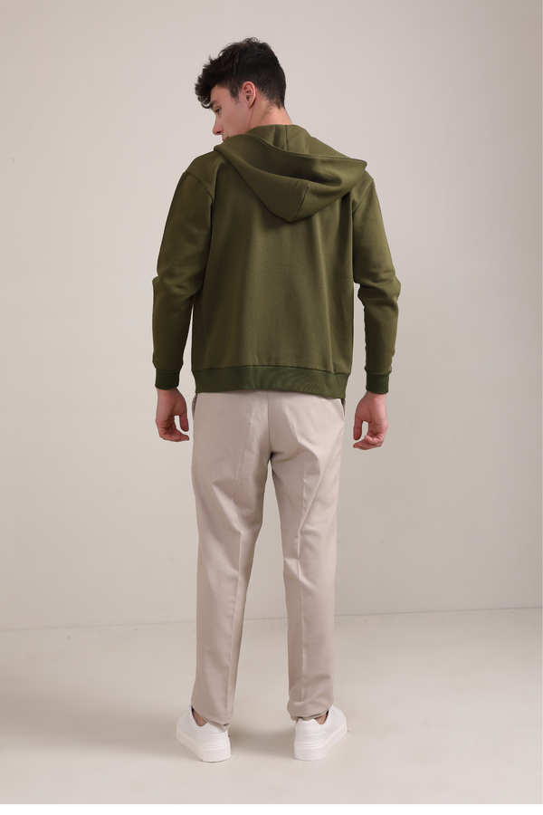 Zipper Hoodie- Olive