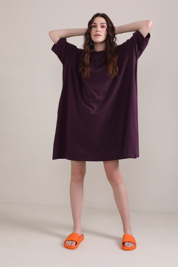 Oversized Pocket Tee-Wine