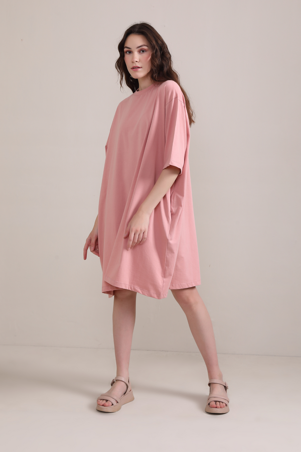 Oversized Pocket Tee-Pastel Pink