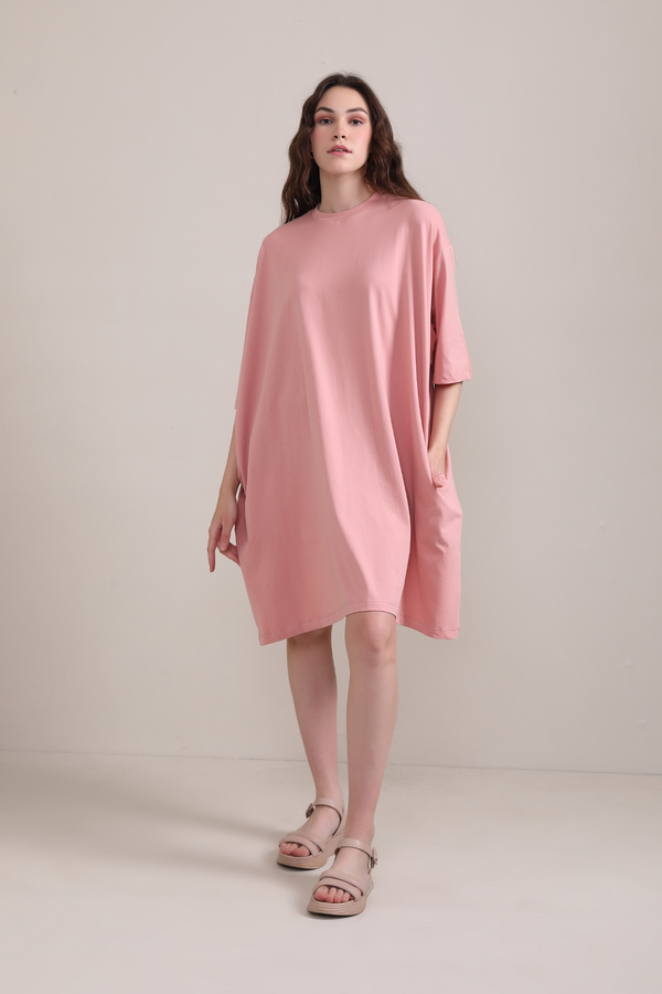 Oversized Pocket Tee-Pastel Pink