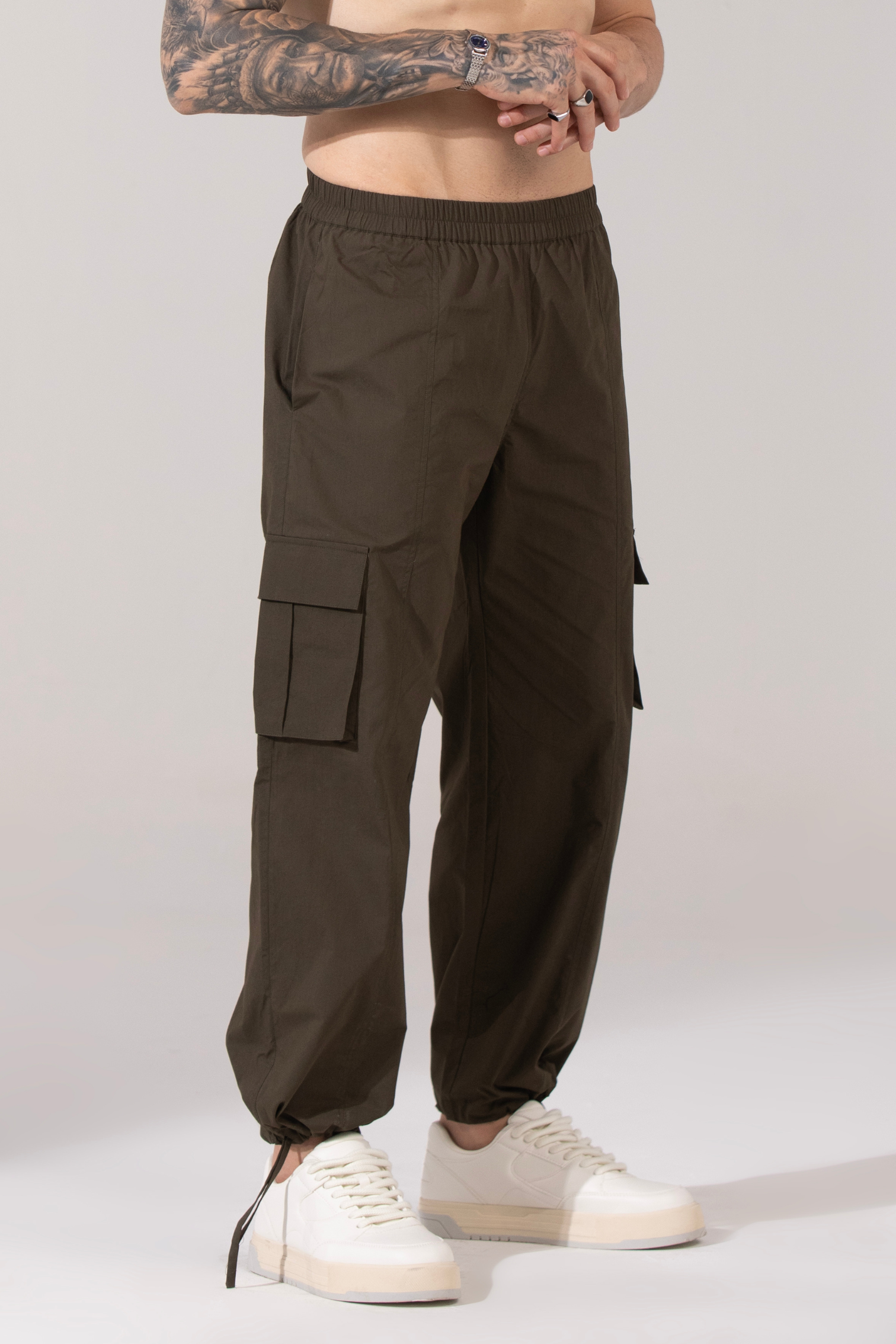 Olive- Utility Cargo Parachute Pants
