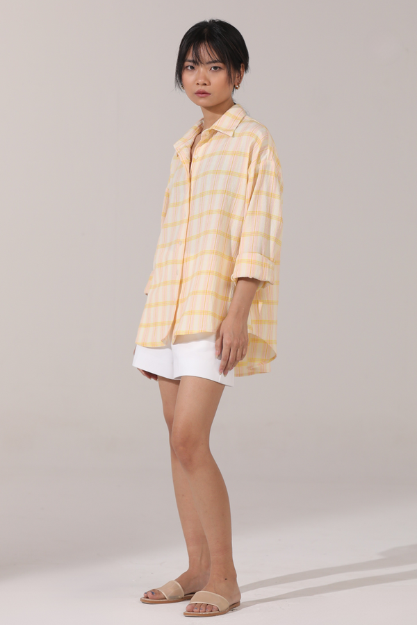 Andy Oversized Shirt-Lime Checks