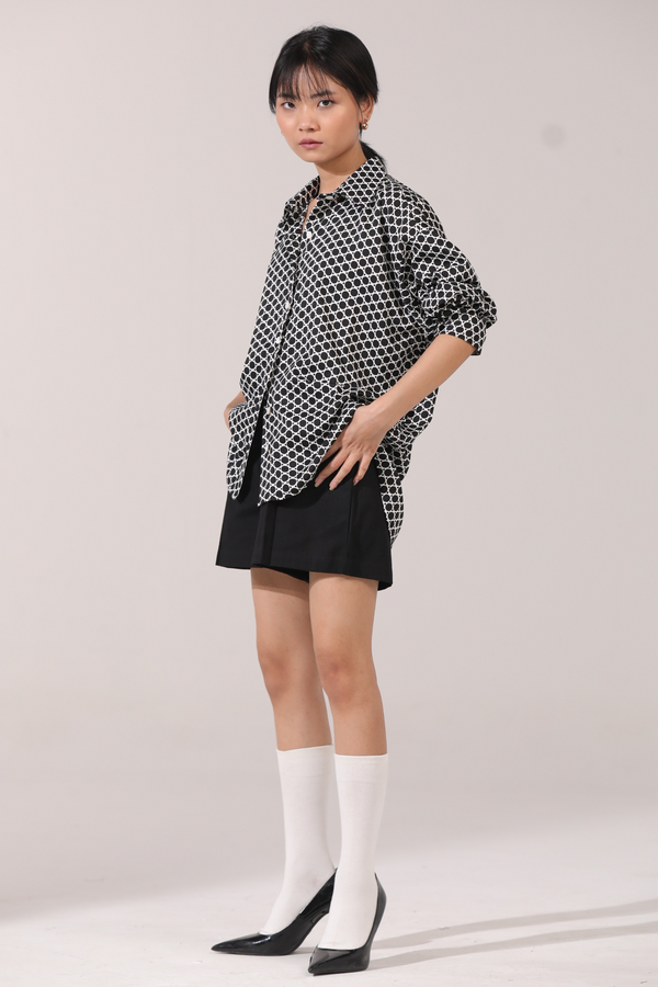 Polkadot Satin Oversized Shirt