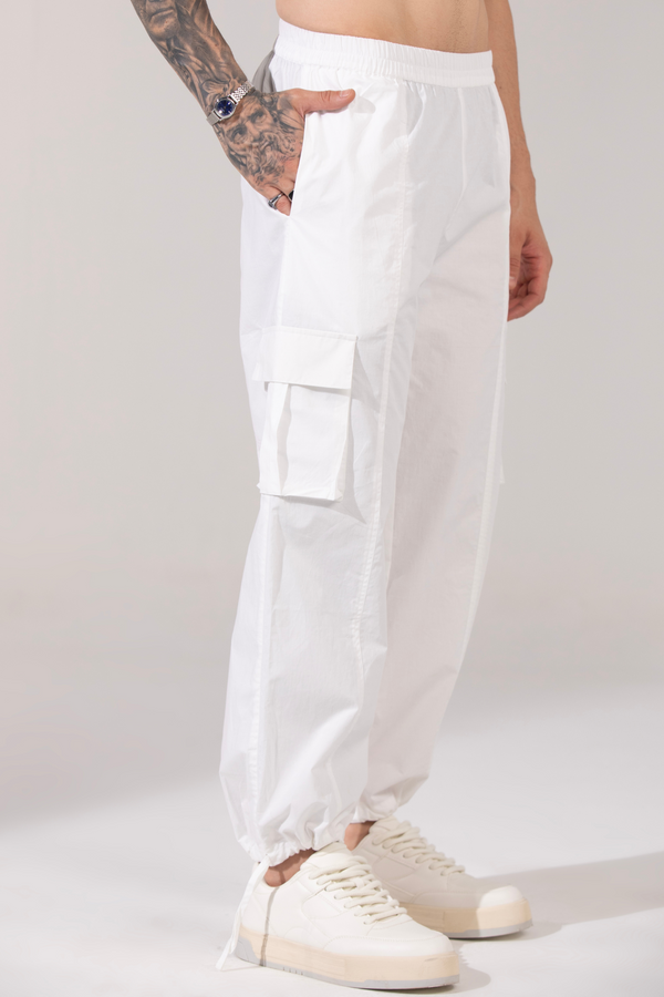 Peace White- Utility Cargo Parachute Pants