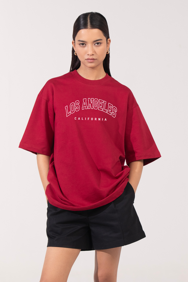 Los Angeles : Oversized T-Shirt Red