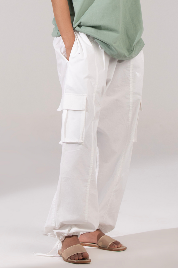 Peace White-Utility Cargo Parachute Pants