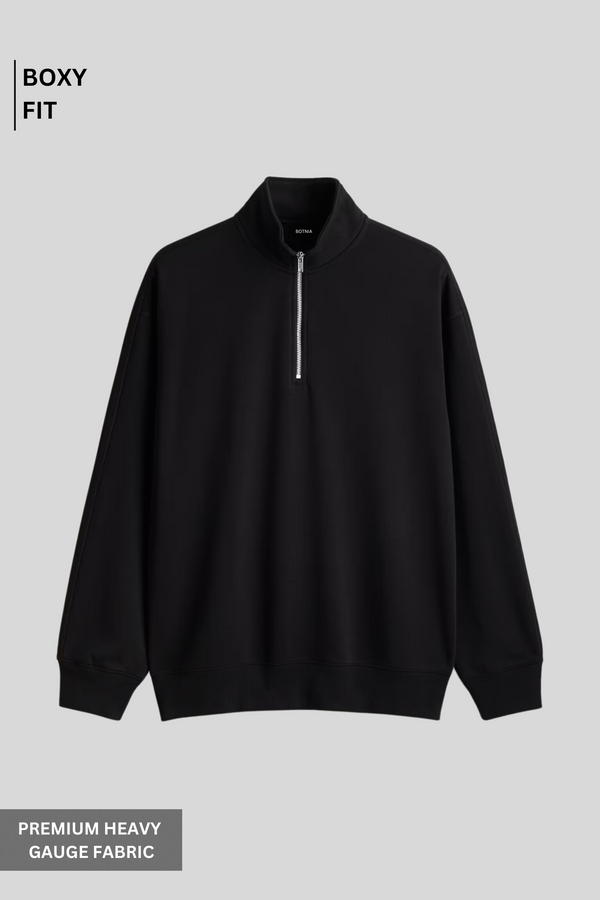 Zip-top Black Oversized Sweatshirt