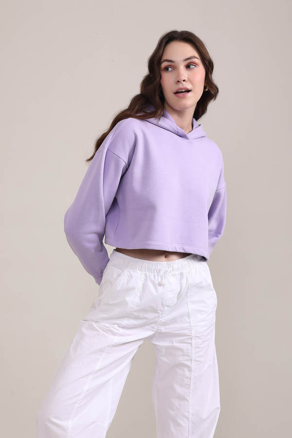 Crop Hoodie- Lavender