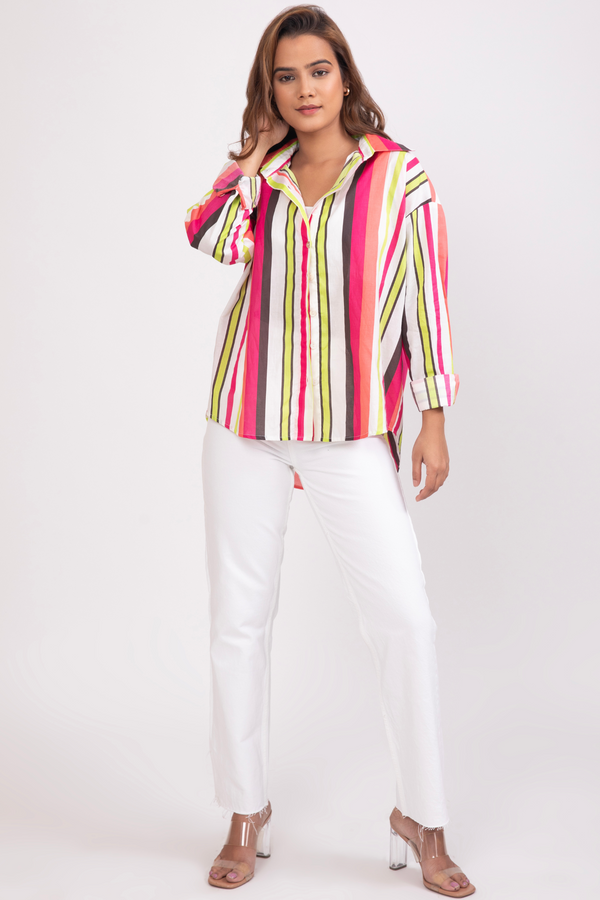 Color Stripes Oversized Shirt