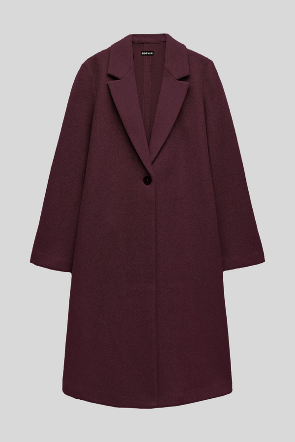 Wine - Wool Blend Long Coat