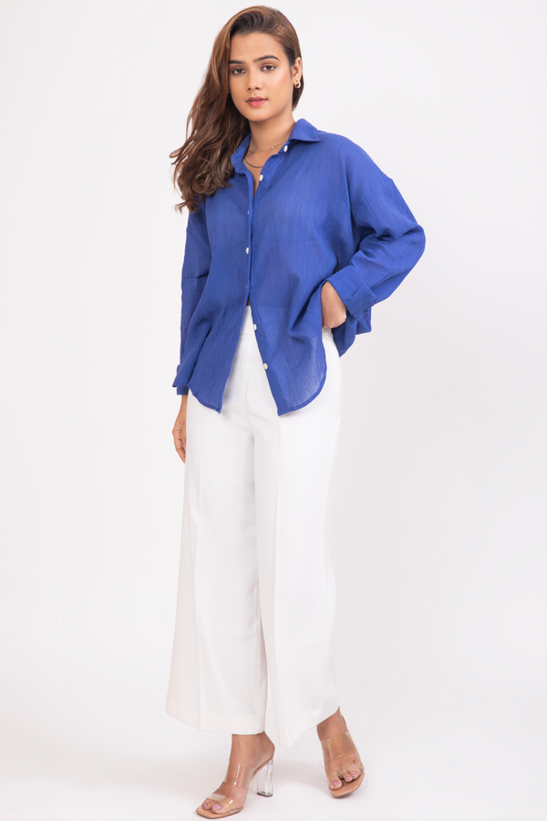 Blue Prosecco Oversized Shirt