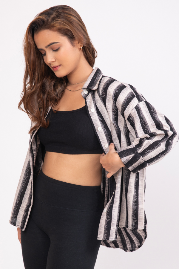 Black Stripe Oversized Shirt