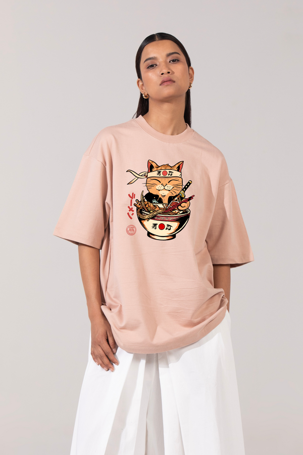 Ramen Cat- Oversized T-shirt