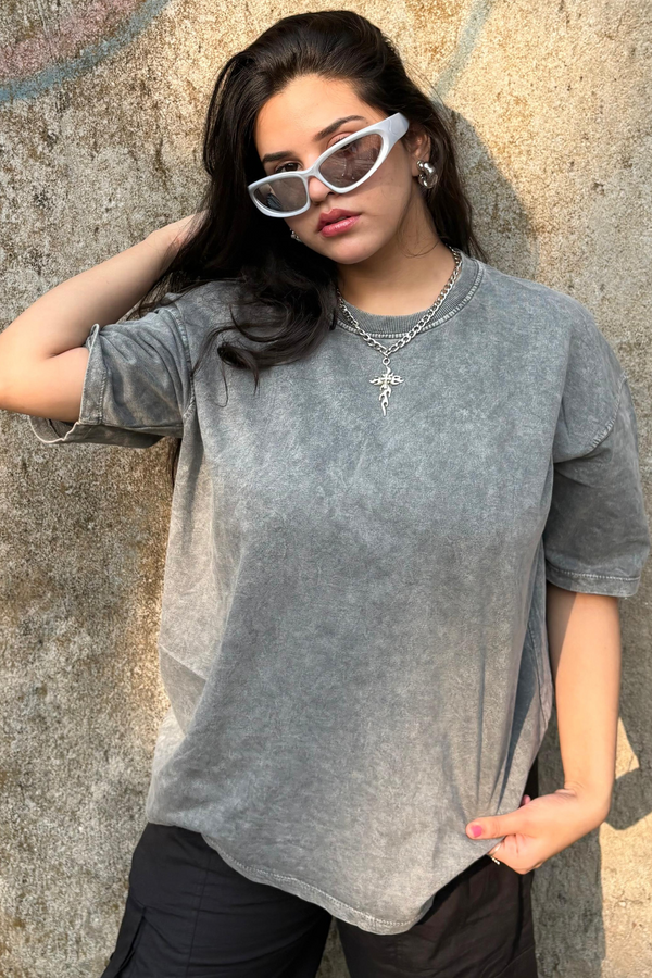 Ash Grey- Acid Wash T-Shirt