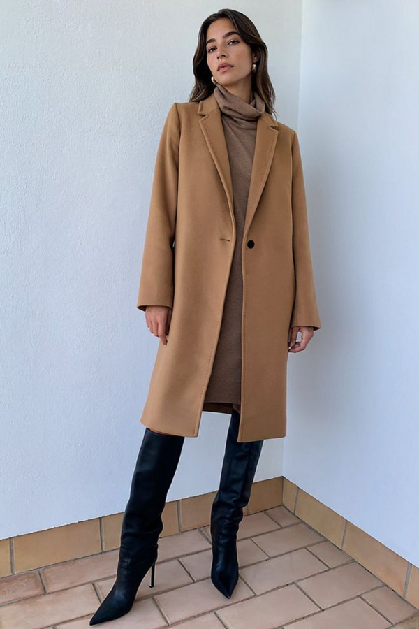 Camel - Wool Blend Long Coat