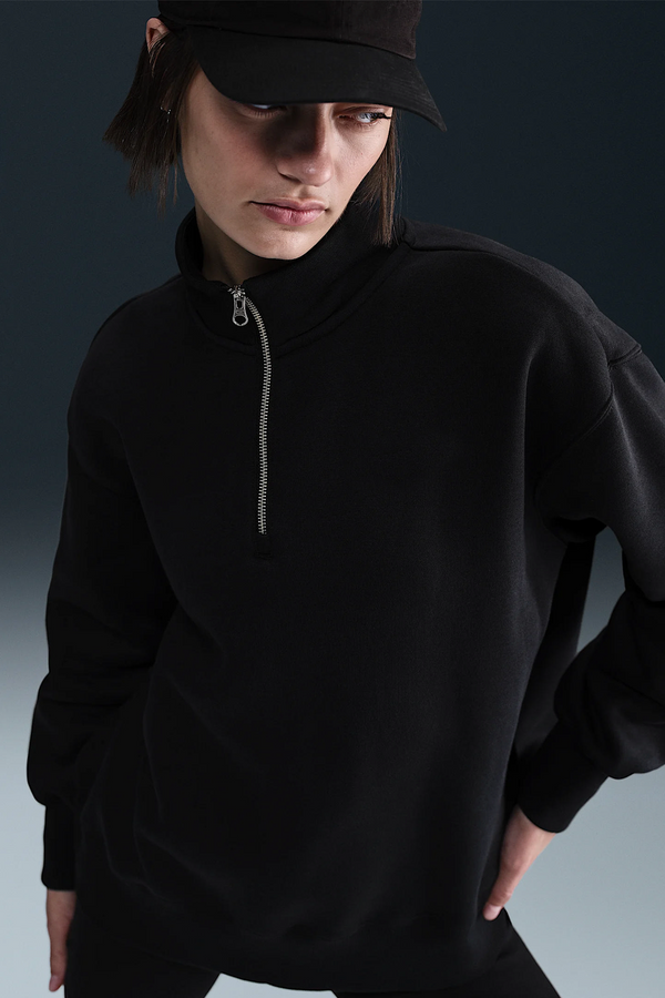 Zip-top Black Oversized Sweatshirt