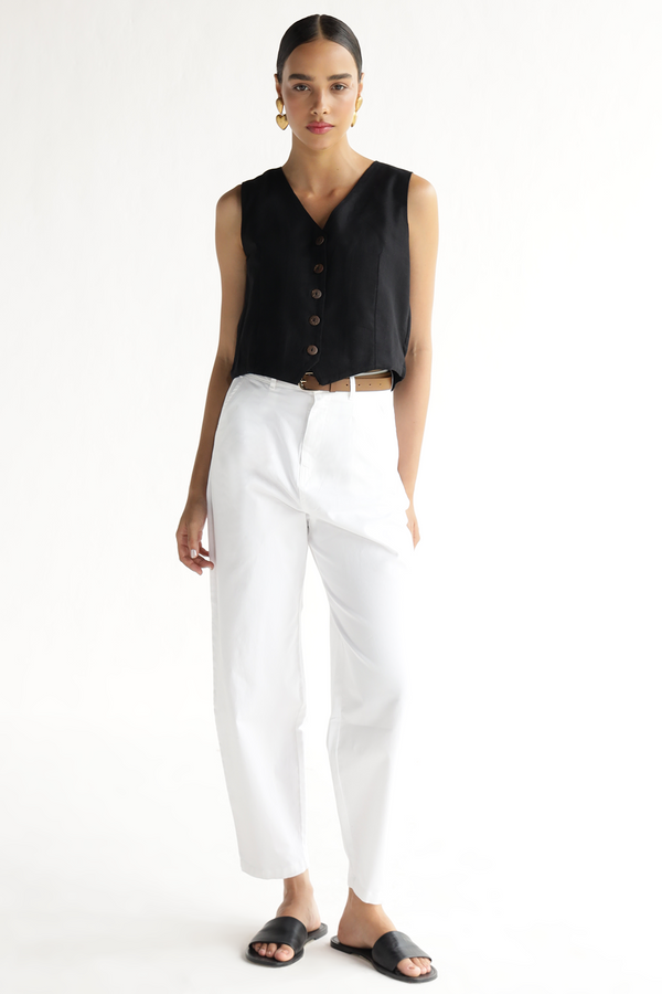 Bold Black-Waist Coat Top