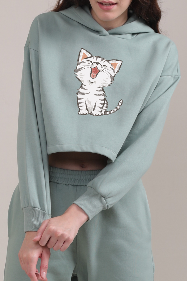 Meow-Crop Hoodie