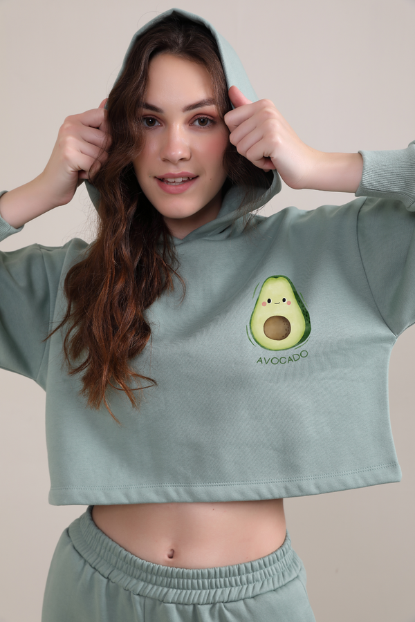 Avacado-Crop Hoodie