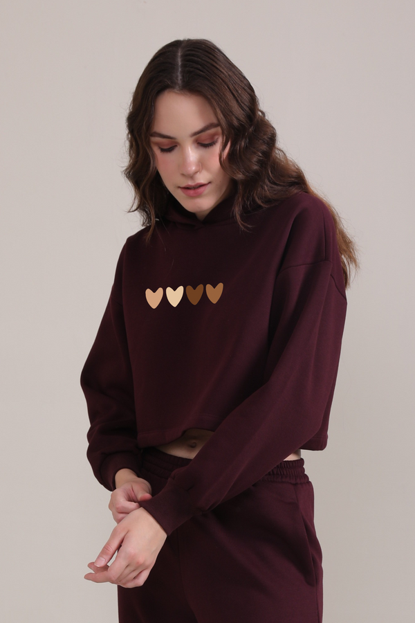 Hearts-Crop Hoodie