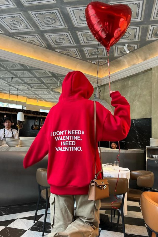 I NEED VALENTINO- Red -Oversized Hoodie