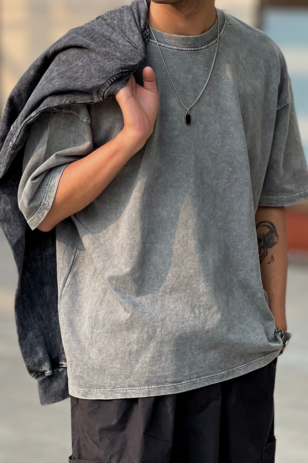 Ash Grey- Acid Wash T-Shirt