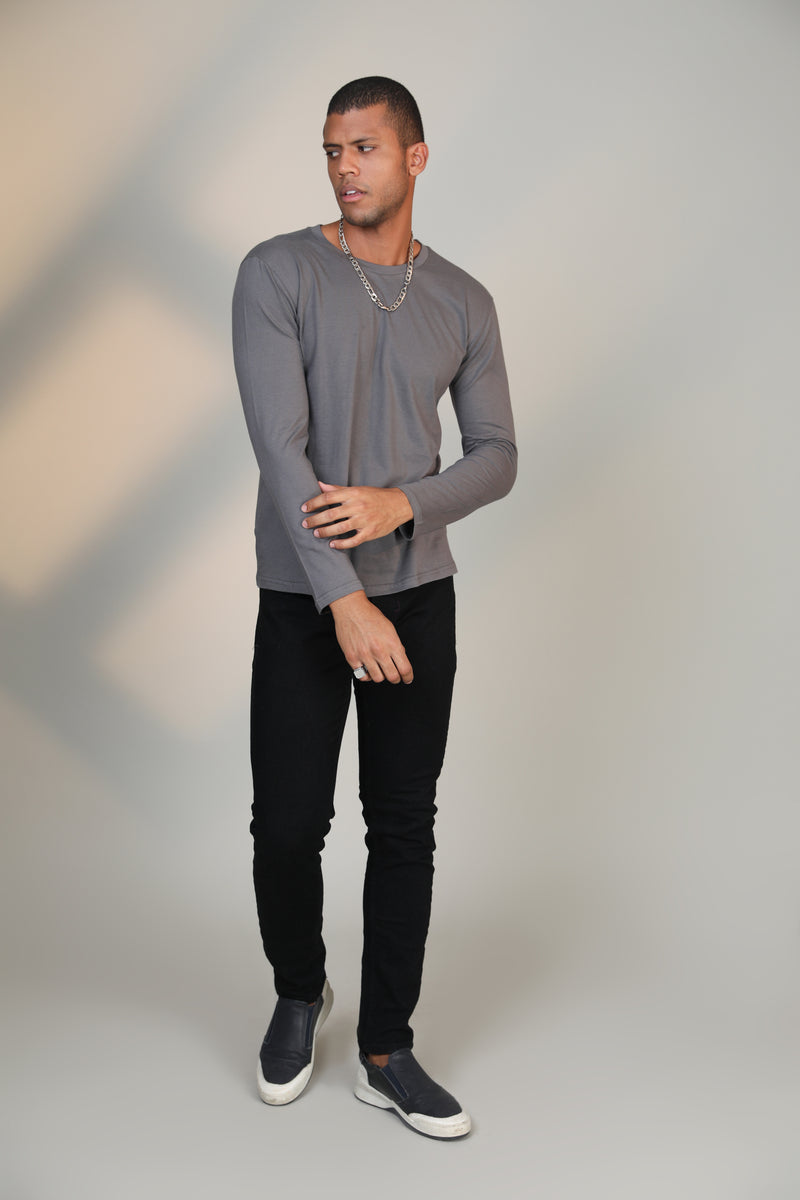 Melange Grey- Full sleeve t-shirt - Botnia