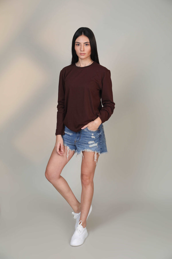 Brown -Women Full sleeve t-shirt