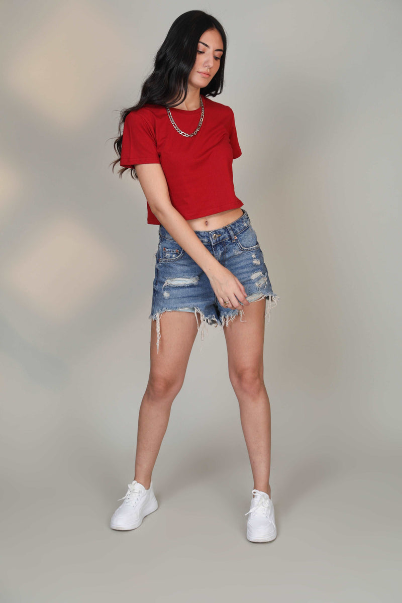 Crop Top- Crimson - Botnia