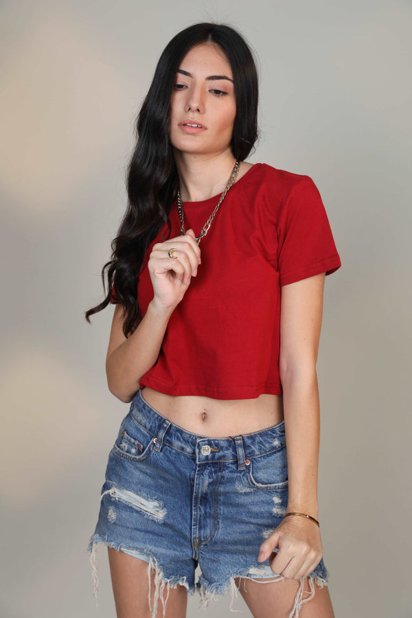 Crop Top- Crimson