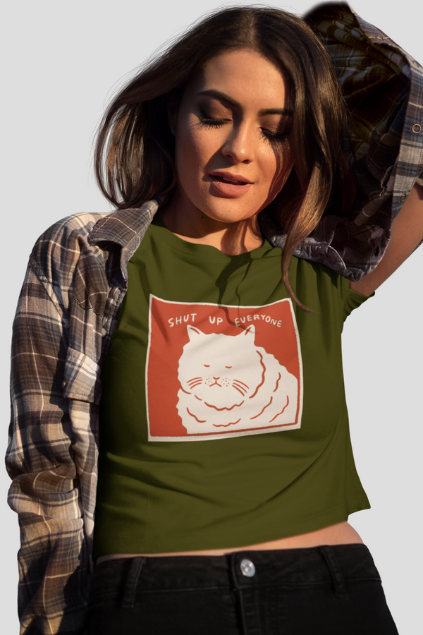 Shut up-Olive -Crop Top